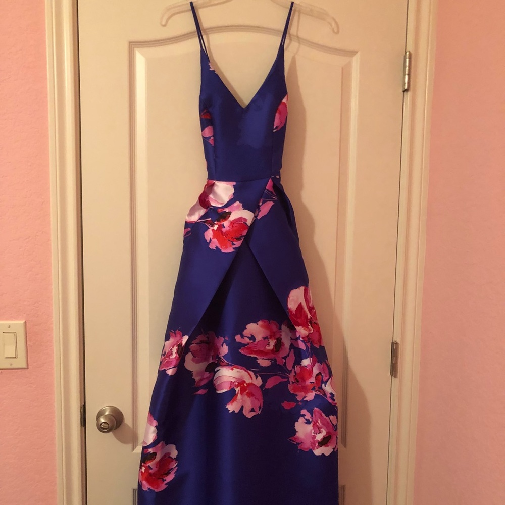Blue Floral Formal/Prom Dress